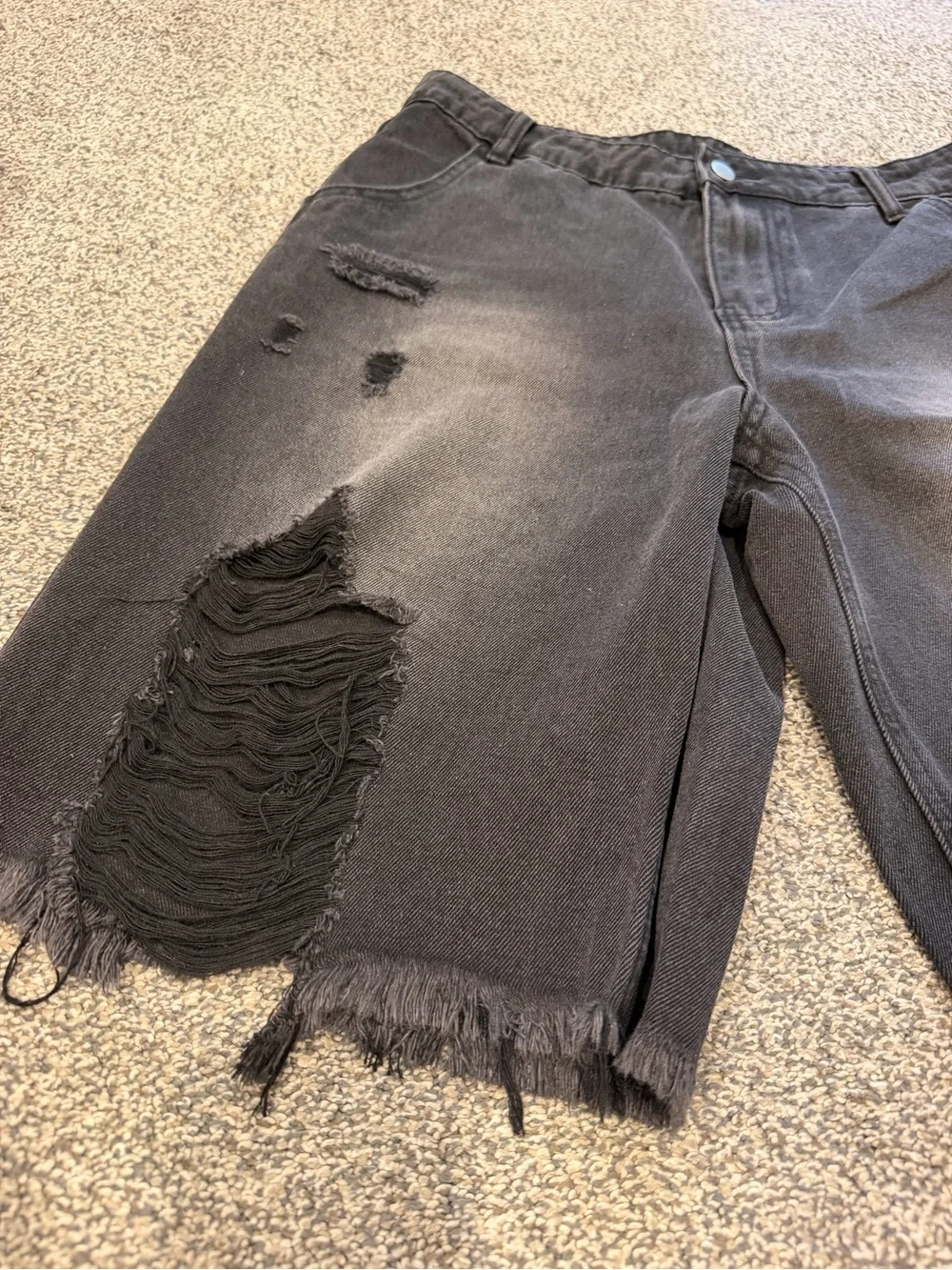 Black Distressed Denim Shorts